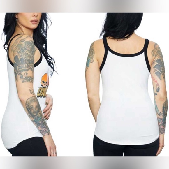 NWOT Harley-Davidson® Go Harley Go Sleeveless White Scoop Neck Bling Tank Medium - Picture 3 of 6